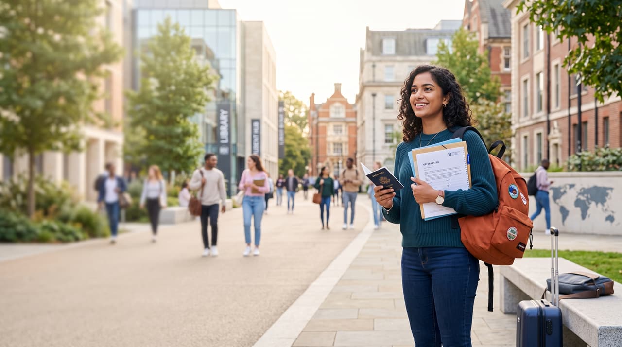 Student on a university campus abroad